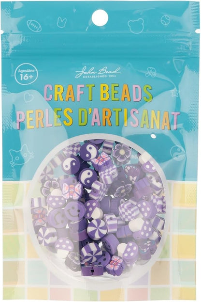 120pcs John Bead 9mm Assorted Purple Polymer Clay Craft Beads for Jewelry Bracelet Making
