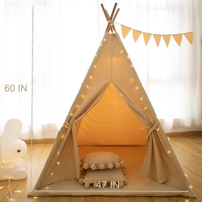 Teepee Tent for Kids-Portable Children Play Tent Indoor Outdoor (Khaki)