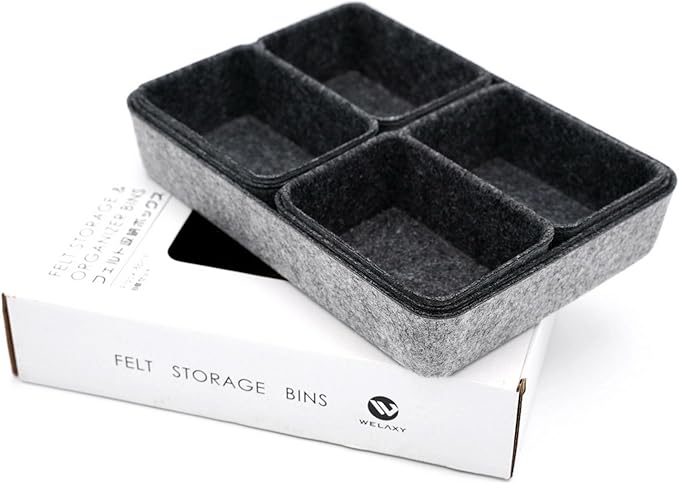 Welaxy Drawer organizers tray felt storage bin office Shallow Small Desk box