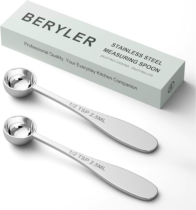 2PCS 1/2tsp Single Measuring Spoon, Stainless Steel Individual Teaspoon