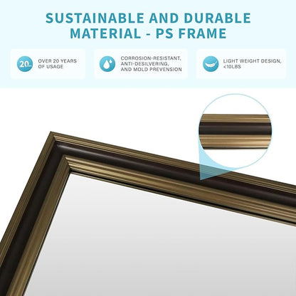 Retro Copper Effect Framed Wall Mirror, 24x32 Rectangle Mirror,