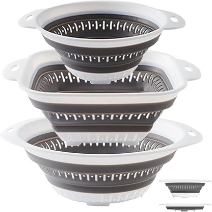 LogFaadCoi 3 Pcs Collapsible Colander and Strainer, Silicone Strainer Colanders