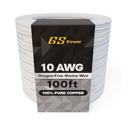 GS Power 100 Ft Duplex Marine Wire, 10 Gauge Wire, Oxygen-Free Tinned Copper 10