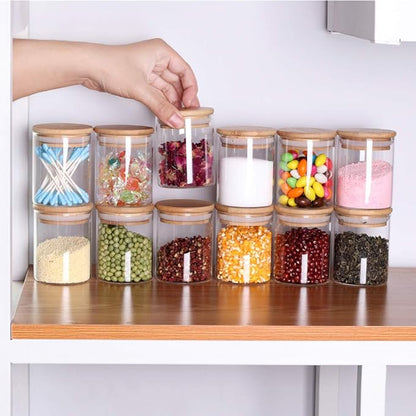 Tzerotone Glass Jars Set, Upgrade Spice Jars