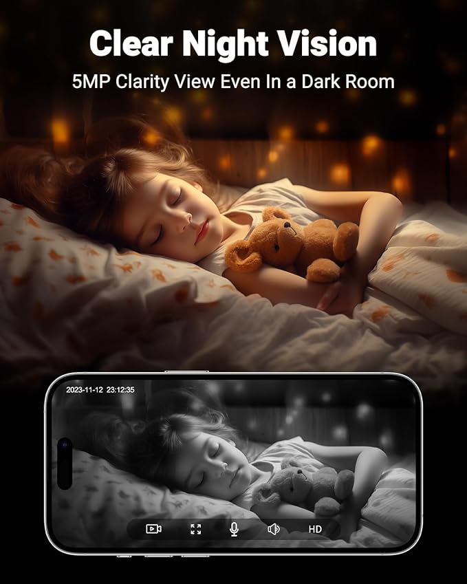 MUBVIEW Pan/Tilt Cameras for Home Security Indoor, 5MP Pet/Cat/Dog Camera