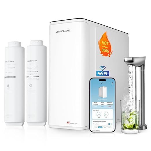 MIZUDO Smart WiFi 800GPD Tankless Reverse Osmosis System, 9 Stage Reverse