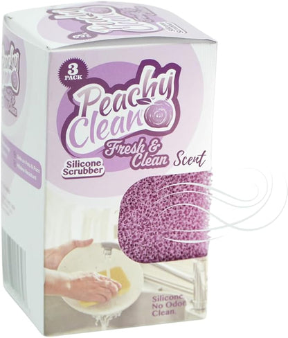 Peachy Clean Silicone Dish Sponge Scrubbers, Fresh & Clean Scent, Non-Scratch