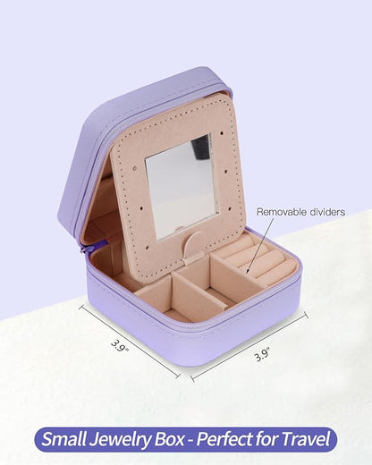 Travel Essentials for Women - Travel Accessories Travel Stuff,Mini Jewelry Organizer Jewelry Case for Traveling,Cute Personalized Jewelry Box,Birthday Gifts for Girls Women | Lavender,E