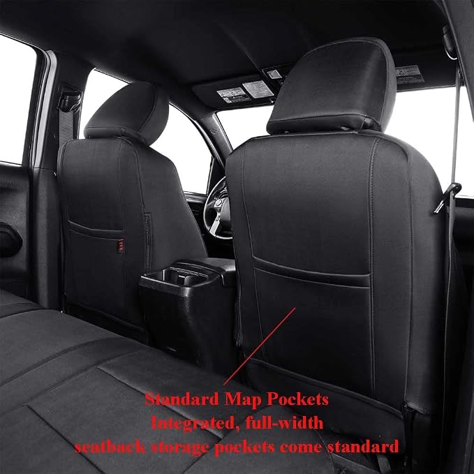 EKR Tacoma Front Seat Covers Custom Fit for Toyota Tacoma 2012 2013 2014 2015 (Regular Seats), Truck Seat Cover for Car - Front Row Only,Neoprene (Black)