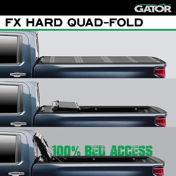 Gator FX Hard Quad-Fold Truck Bed Tonneau Cover | 8828227 | Fits 2019 - 2025 Dodge Ram 1500 w/o RamBox, Does Not Fit w/ Multi-Function (Split) Tailgate 5' 7" Bed (67.4")