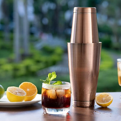 Boston Cocktail Shaker Antique Copper, Cocktail Shaker Tins Weighted, Bar Shaker Set Bartender Shakers for Bartending - Martini Shaker Stainless Steel Drink Mixer | Bar Tools Metal Shaking Tin