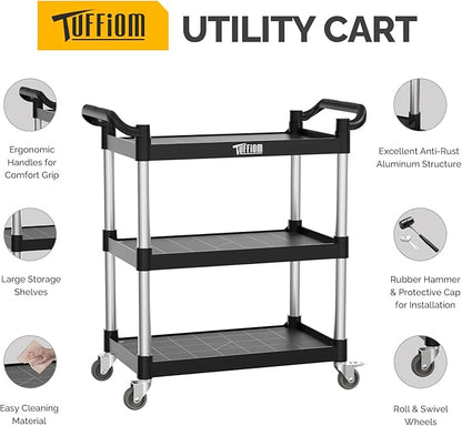 TUFFIOM 3-Tier Plastic Service Utility Cart