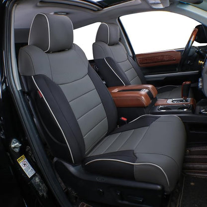 EKR Tacoma Seat Covers Custom Fit for Toyota Tacoma 2016 2017 2018 2019 2020 2021 2022 2023 Double Cab/Crew Cab -Truck Seat Covers for Car Full Set,Faux Leather(Black/Gray)
