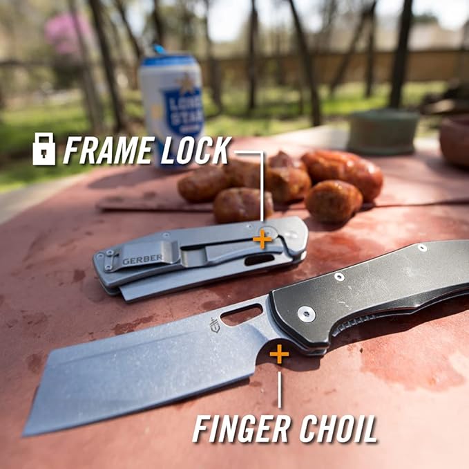 Gerber Gear Flatiron Folding Pocket Knife, EDC Stainless Steel Folding Knife with 3.6" Cleaver Blade and Pocket Clip