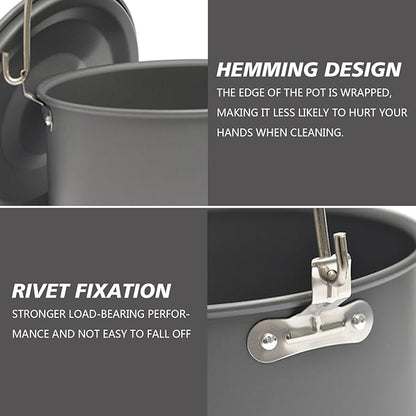 Aluminum Alloy Camping Hanging Pot with Lid Lifter Handle Lightweight 4200ml Portable Pot for Camping Cooking Hiking Picnic