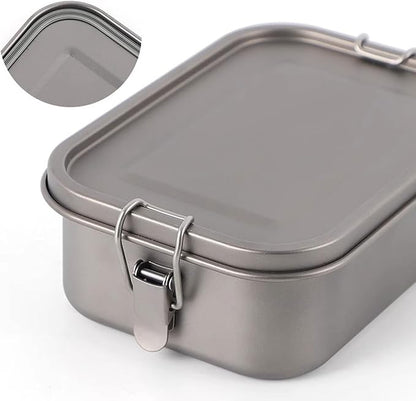 800ml Titanium Lunch Box with Leak-Proof Lid Camping Cookware Lightweight Outdoor Cooking Pan for Backpacking Hiking Picnic & Travel RT038T (without handle)