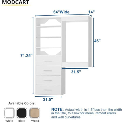 64" Wide Modular Closet Organizer