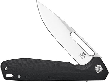 Sitivien ST801 Folding Knife,8Cr18Mov Steel Blade with G10 Handle Pocket Knife EDC Tool Knife for Outdoor Survival, Camping, Hiking,Hunting(Black) …