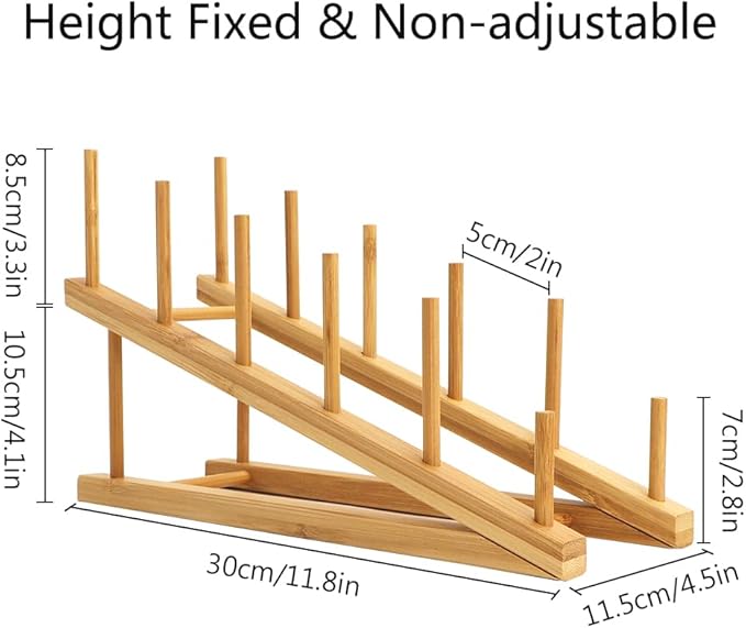 4 PCS Wooden Dish Drying Rack Bamboo Plate Dish Rack Stand Kitchen Cabinet