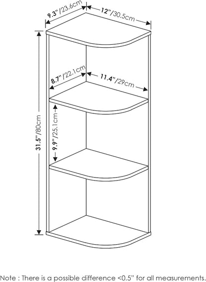 Furinno PASIR Book Shelf, 3-Tier Corner Bookshelf