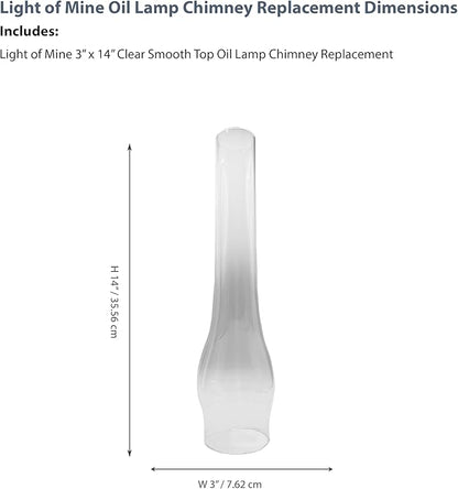Light of Mine Oil Lamp Replacement Chimneys (3" x 14")
