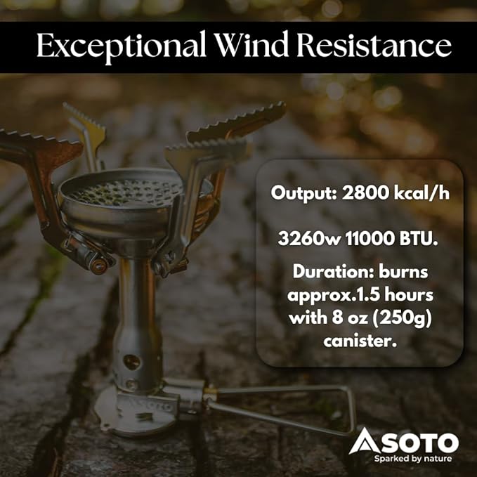 SOTO Amicus Stove with or without Igniter Camping Stove - Superior Under Windy Conditions, Shock Resistant, and Low-cost With High-end Performance Stove