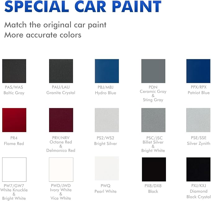 PWQ Pearl White Touch Up Paint for Jeep, DIY Car Paint Scratch Repair Kit, Automotive Paints, Quick & Easy Fix Scratch Repair for Cherokee/Compass