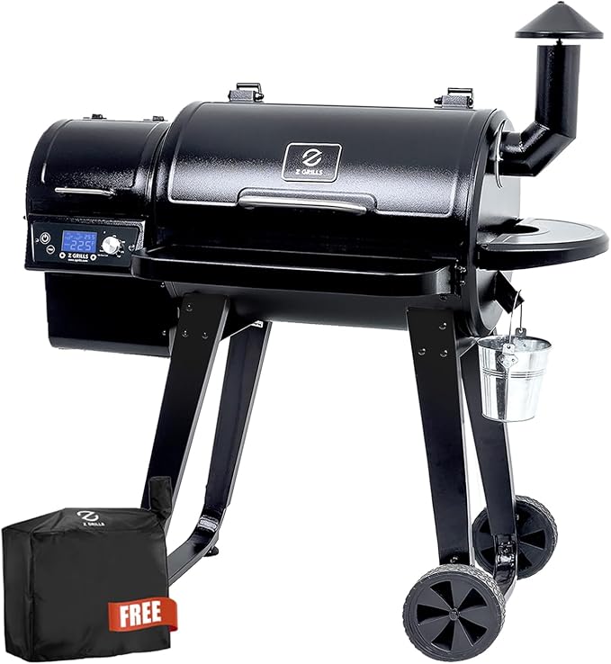 Z GRILLS ZPG-450A Wood Pellet Grill & Smoker with PID V2.1 Controller, 459 Sq in Cook Area, Meat Probe, Foldbale Shelf, 8 in 1 BBQ Grill Outdoor Auto Temperature Control, Black