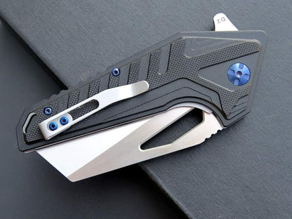 Eafengrow EF933 Pocket Folding Knife EDC D2 Steel Blade Knives G10 Handle Pocket Clip EDC Knife Emergency Outdoor Camping Tools (black)