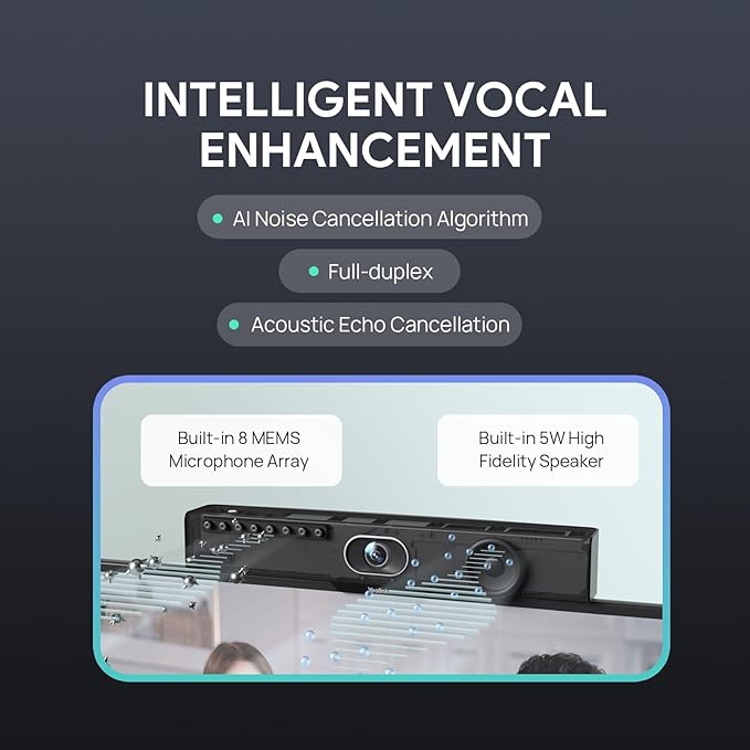 Yealink Video Conference Camera, 4K Webcam, 120° Ai Auto Framing, 8 Microphone