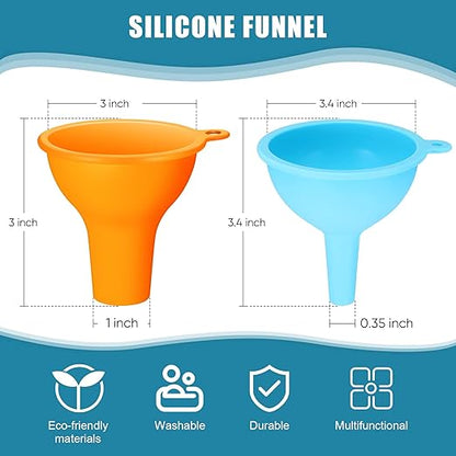 Silicone Funnels 4 Pieces Wide Mouth Funnel Small and Large Flexible Condiment