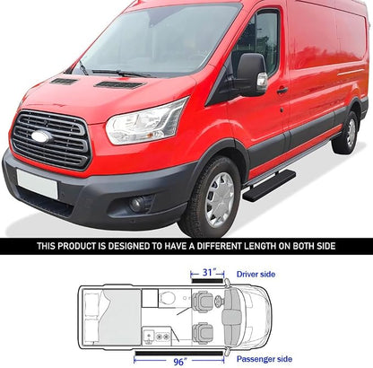 APS (Black Stainless Steel 5 inches) Running Boards Nerf Bars Side Steps Compatible with Ford Transit 2015-2026 Full Size Van 3-Door (Exclude 2022-2026 E-Transit)
