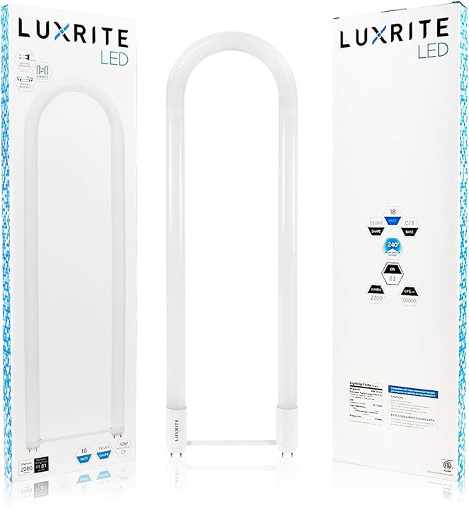 LUXRITE U Bend LED Tube Light, T8 T12, 3000K Soft White, 2000 Lumens,
