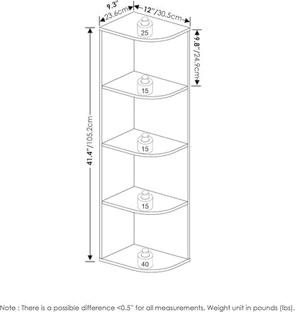 Furinno Pasir 4-Tier Corner Open Shelf Bookcase