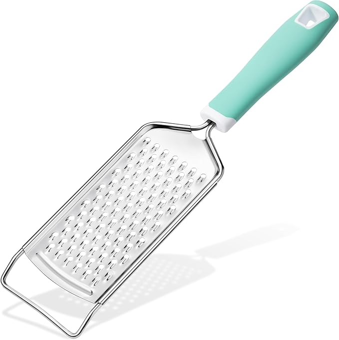 Rainspire Professional Cheese Graters for Kitchen Stainless Steel Handheld, Metal Lemon Zester Grater With Handle For Cheese, Chocolate, Spices, Kitchen Gadgets And Tools, Soft Grip Handle, Mint Green