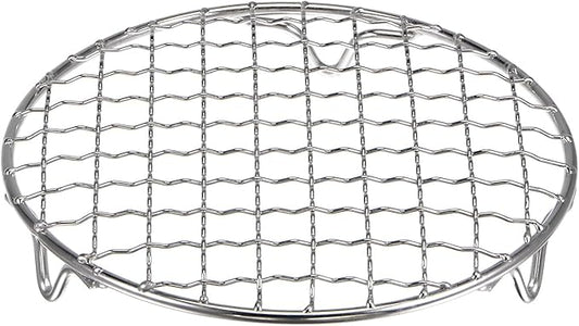 HARFINGTON Round Cooking Rack 6-inch 201 Stainless Steel Cross Wire Barbecue Grill Net with 20mm Legs for Cooking Baking Steaming BBQ