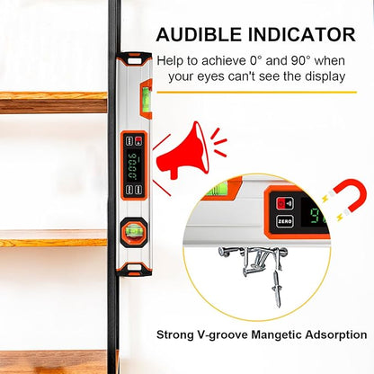eOUTIL 15.7-Inch Digital Torpedo Level & Angle Finder – IP54 Waterproof
