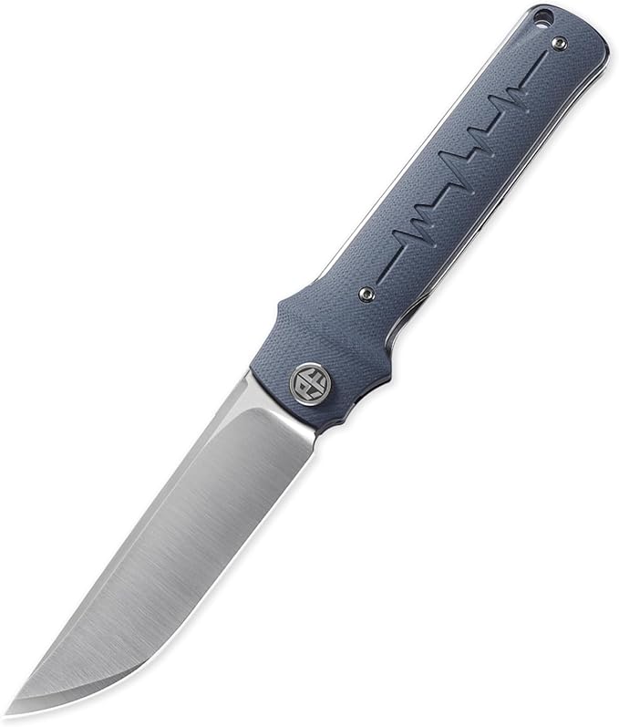 Petrified fish PFB04 Tena Folding Knife, 3.82" D2 Steel Satin Blade G10 Handle Pocket Folding knife for EDC Camping Outdoor (Gray Satin)