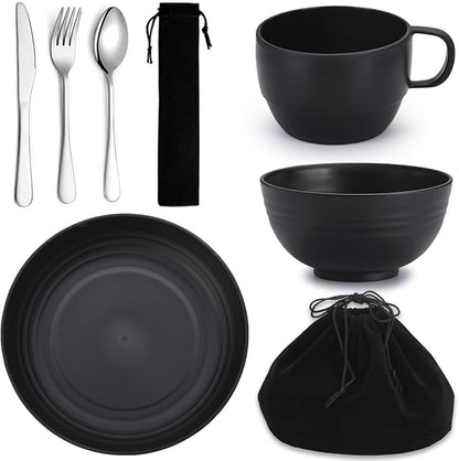 Berglander Camping Mess Kits, Silverware Set Spoons Forks Knives, Camping Essentials Gear, Accessories for Travel, Picnic, Outdoor, Easy to Carry and Clean
