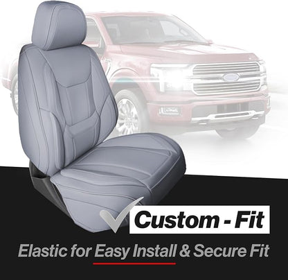 Coverland Custom Truck Car Seat Covers Front Seats for [2003-2006 Chevy Silverado 1500, 2500HD, 3500HD Regular Cab] - Protector Water Resistant Leather Memory Form Seat Cushion [Front-Gray]