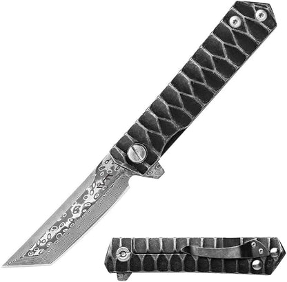 BGT VG-10 Damascus Folding Pocket Knife Custom Knives for Outdoor Camping Fishing,Gift for Man Husband Dad
