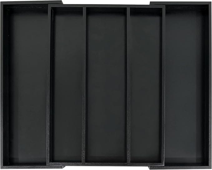 Utoplike Bamboo Drawer Organizer Kitchen Utensils, Adjustable Black Silverware
