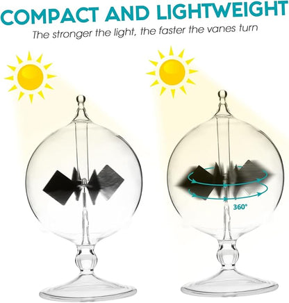 iplusmile Solar Power Radiometers, Sun Light Energy Vanes Windmill Rotating Glass Crookes Educational Teaching Study Tool for Office, Home, School