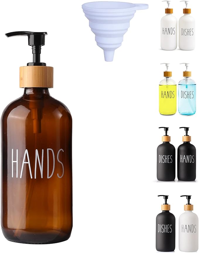 LOOCHICA Hand Amber Glass Soap Dispenser