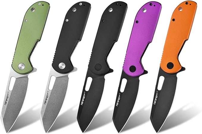 TONIFE Galaxy Mini Folding Knife with D2 Steel Blade and Aluminum Handle, EDC Pocket Tool for Camping, Hiking, and Survival (Purple)