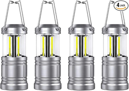 LED Camping Lantern Lights - 500 Lumens Collapsible Camping Lights - Power Outage Lantern Battery Powered for Emergency, Hurricane, Storms, 4 Pack