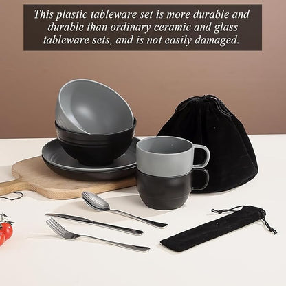 Berglander Camping Mess Kits for 2 Person, Silverware Set Spoons Forks Knives, Camping Essentials Gear, Accessories for Travel, Picnic, Outdoor, Easy to Carry and Clean