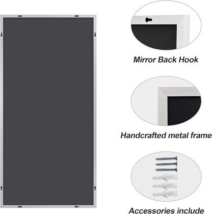 Silver Bathroom Mirror for Wall, 30x60 Inch Rectangle Mirrors