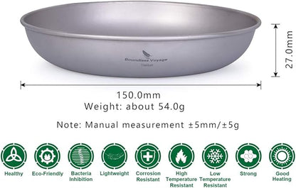 iBasingo Titanium Pan Dish Plate with Carry Mesh Bag Ultralight for Outdoor Camping Tableware Cookware Mess Kit A-Ti1102T