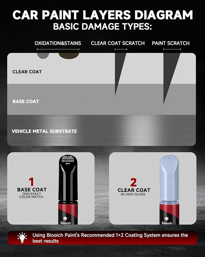 Black GBA/WA8555/WA848 for Chevy Touch Up Paint Kit[2K Clear Coat Included],Exact Color Match Touch Up Paint for Chip and Scratch Repair